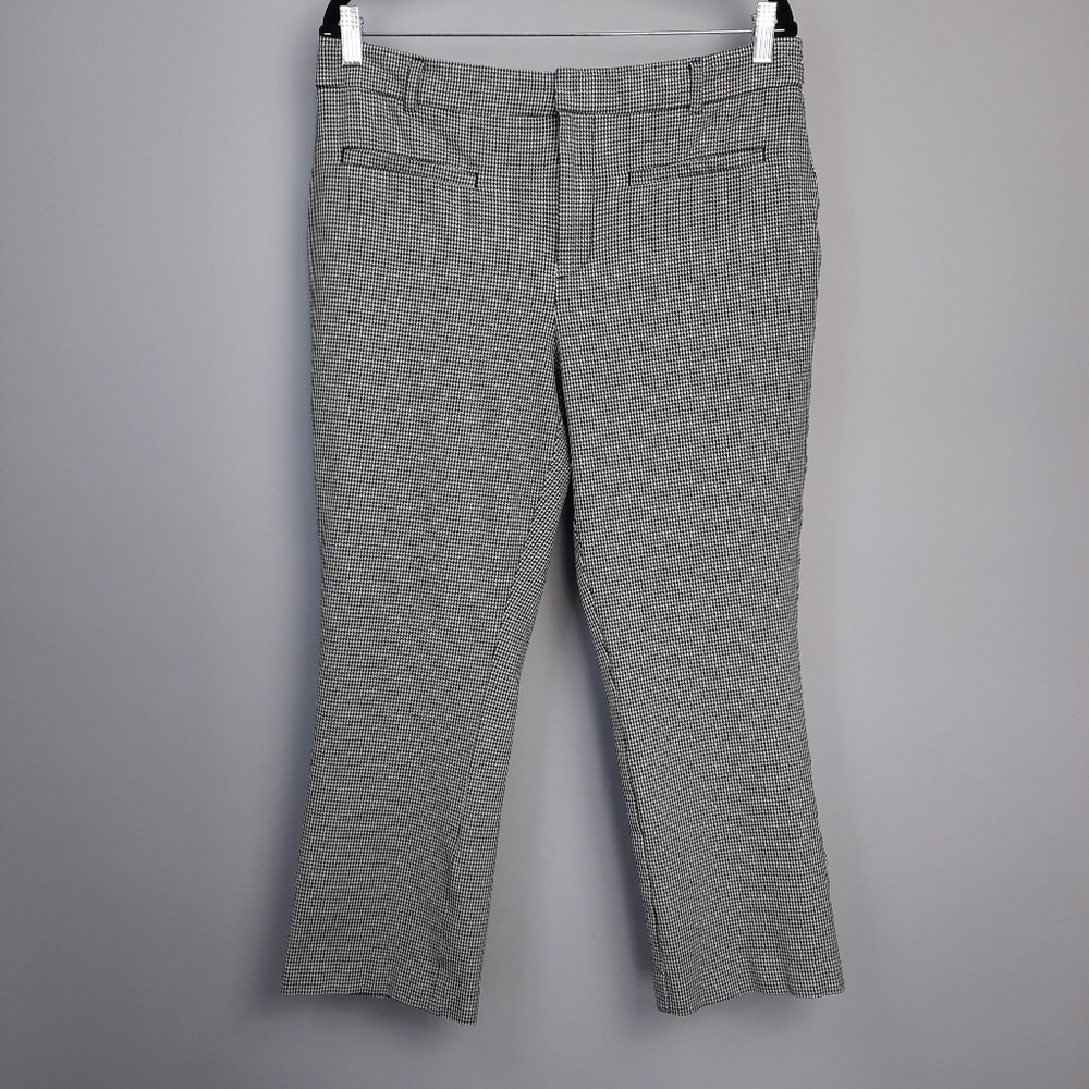 Anthro Maeve Essential Slim Kick Flare Houndstooth High Rise Cropped Pants 12